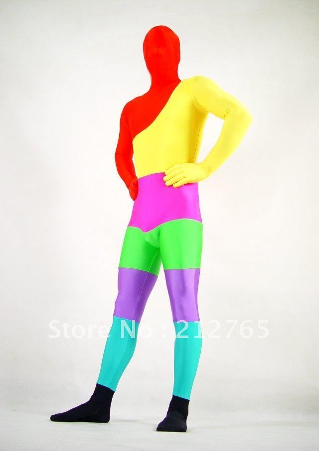 Zentai Suits Shaper Chromophous Colorful Color Block Decoration All-inclusive Tights PS038