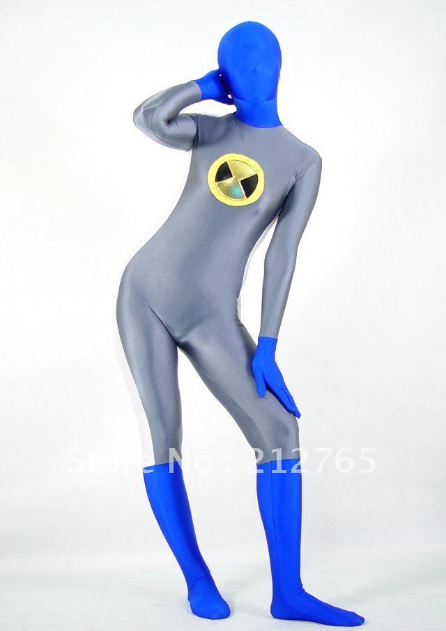 Zentai Suits Shaper Dark Gray Navy Blue Color Block Decoration All-inclusive Tights PS032