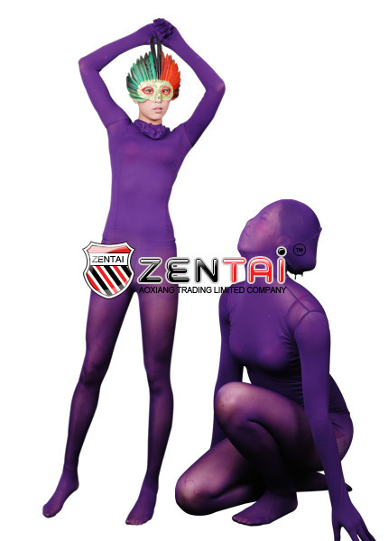 Zentai Suits Shaper Purple Velvet Fullbody Tights J03