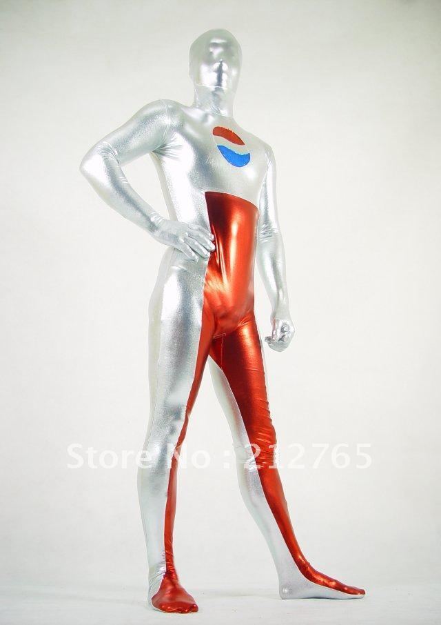 Zentai Suits Shaper Red and Silver Colorful PS023