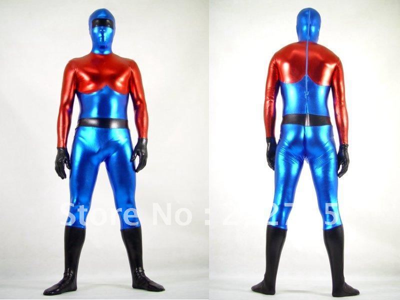 Zentai Suits Shaper Red Blue Black Colorful Color Block Decoration Glue All-inclusive Tights PS043