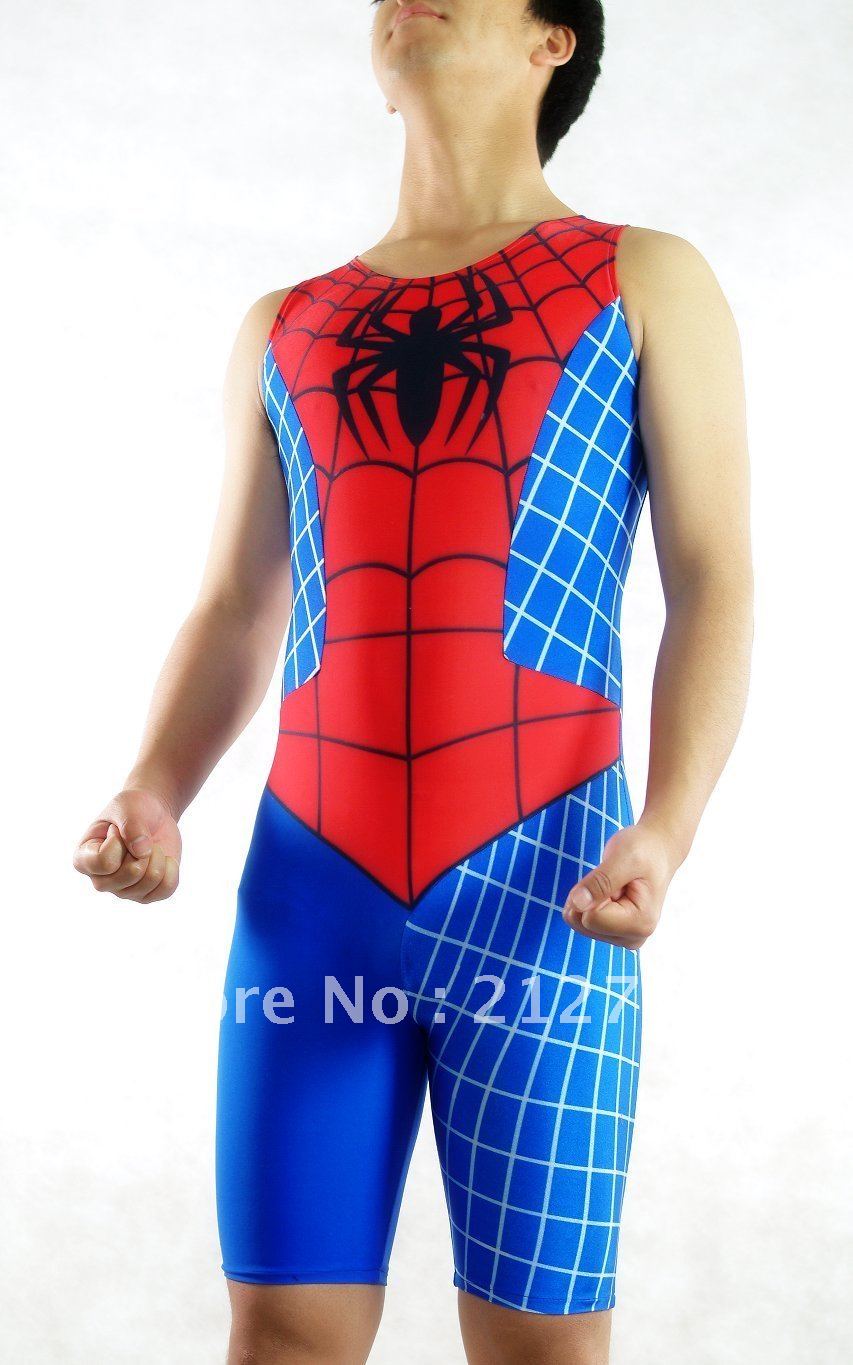 Zentai Suits Shaper Red Blue Leotard Straitest M123