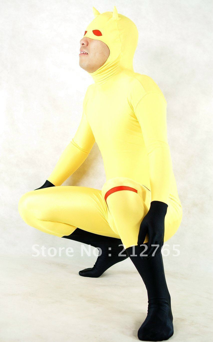 Zentai Suits Shaper Yellow Black Color Block Decoration All-inclusive Tights PS063