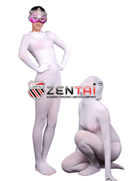 Zentai Suits White Cotton Lycra Velvet All-inclusive Tights J01