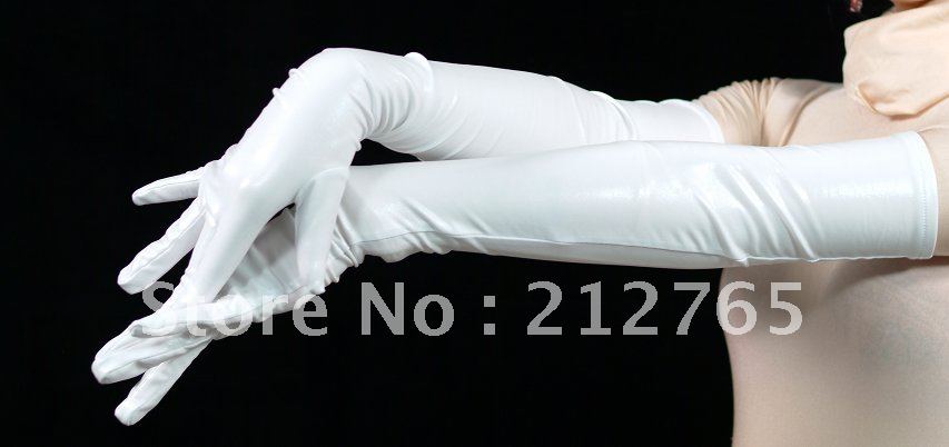 Zentai White Glue Long Gloves TT19