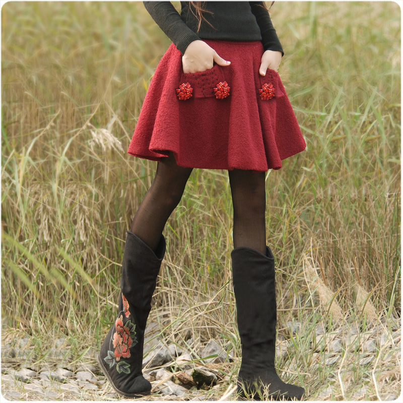 Zg2012 sweet all-match decoration buckle half-length a-line skirt short skirt 4 Leather freeshipping