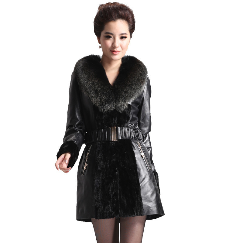 Zhy826 luxury fight mink fox fur mink sheepskin fashion slim medium-long fur coat