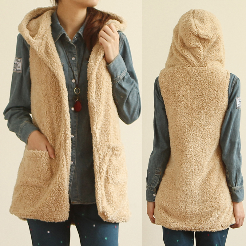 Zirconium 8228 - 0.33 2012 autumn medium-long slim with a hood berber fleece no button vest