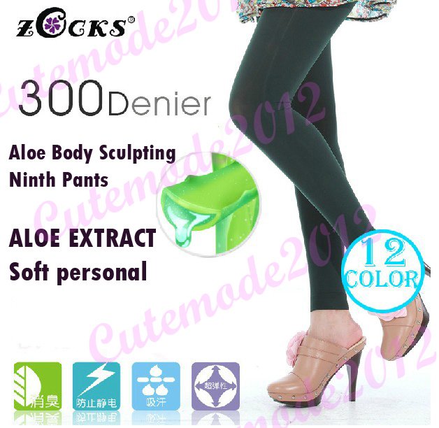 Zocks Womens 300D Aloe Body Sculpture Aloe Body Sculpting Ninth Pants Stockings Autumn Winter Thicken Candy Color Socks ZK003